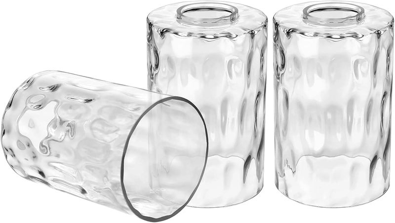 Canomo 3 Packs Hammered Glass Light Shade Cylinder Water Ripple Glass Lamp Shade Replacement 6 Inch Height Fit 2-1/4 Fitter for Wall Lamps Chandeliers or Ceiling Lamps - Image 1